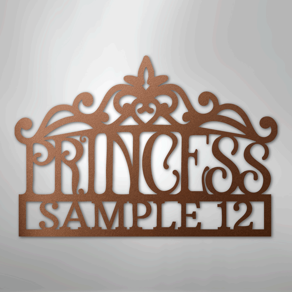 Princess Crown Monogram - Steel Sign