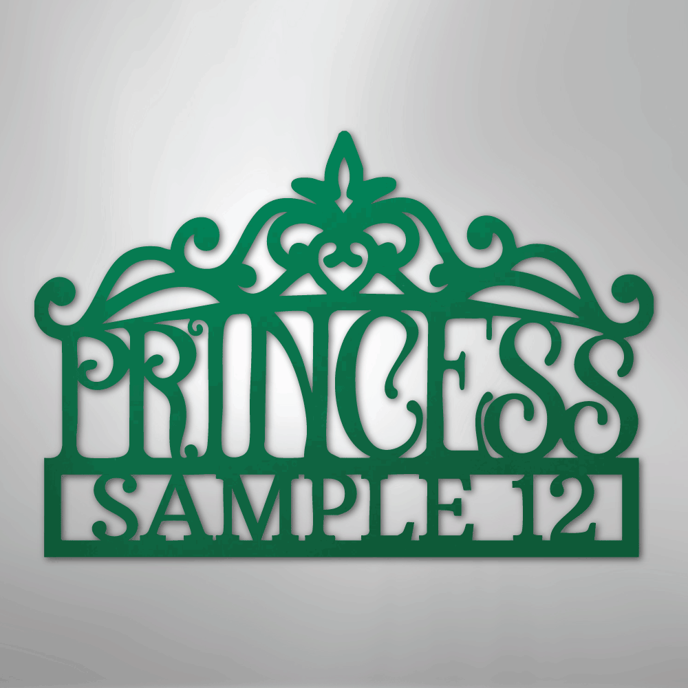 Princess Crown Monogram - Steel Sign