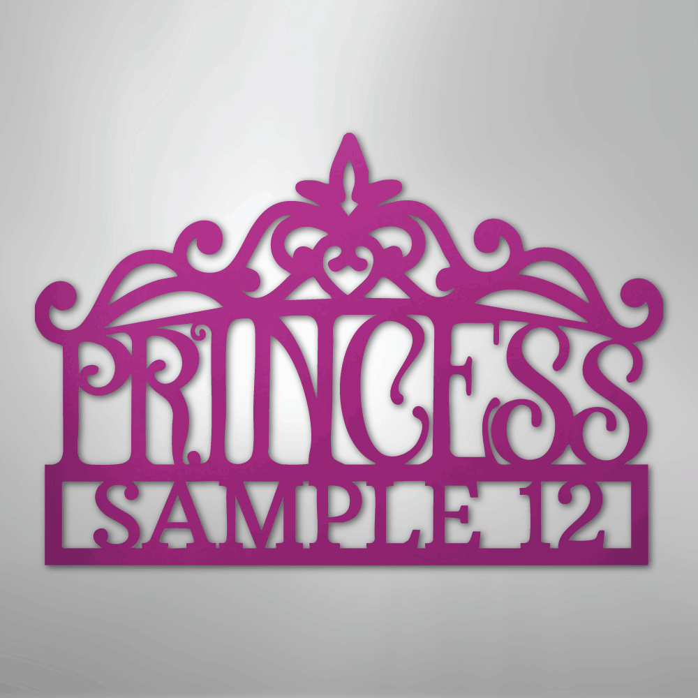 Princess Crown Monogram - Steel Sign