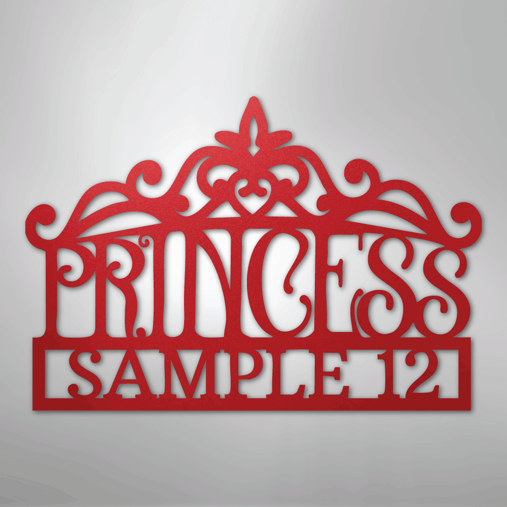 Princess Crown Monogram - Steel Sign