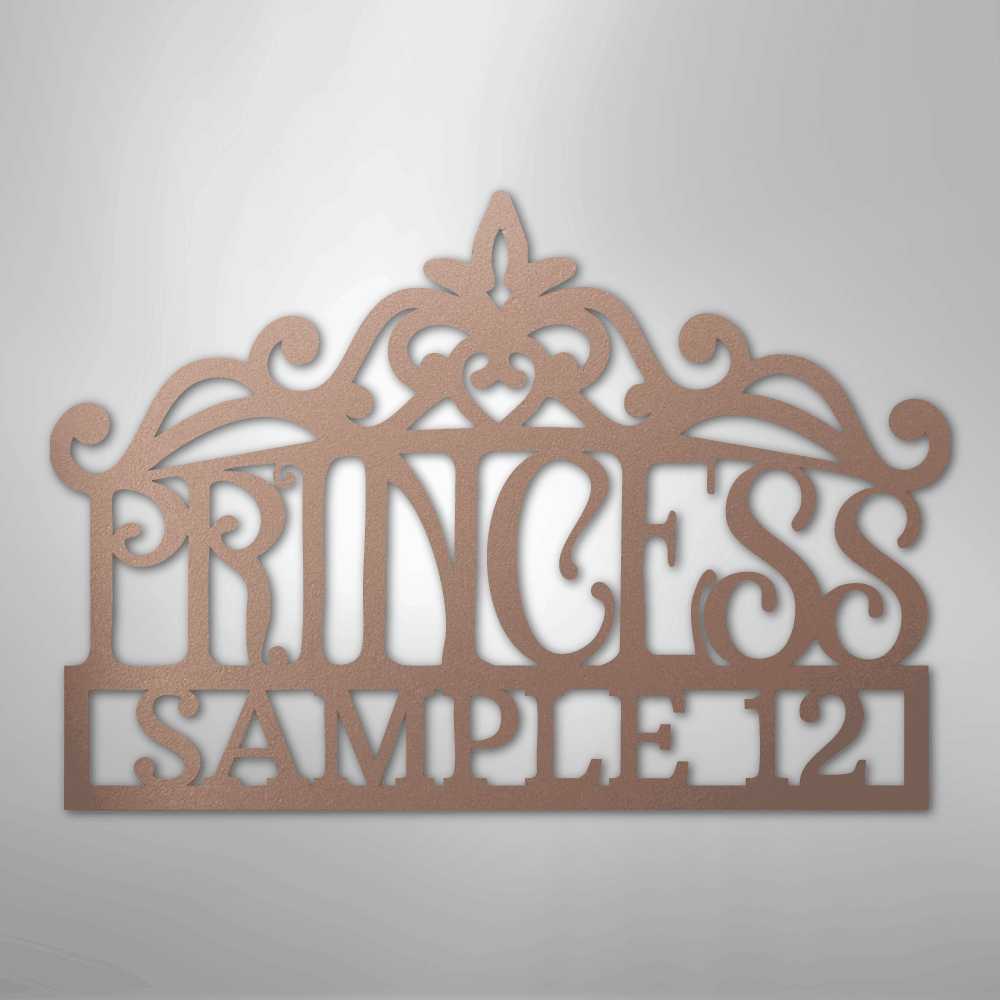 Princess Crown Monogram - Steel Sign
