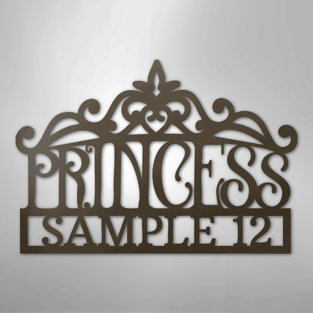 Princess Crown Monogram - Steel Sign