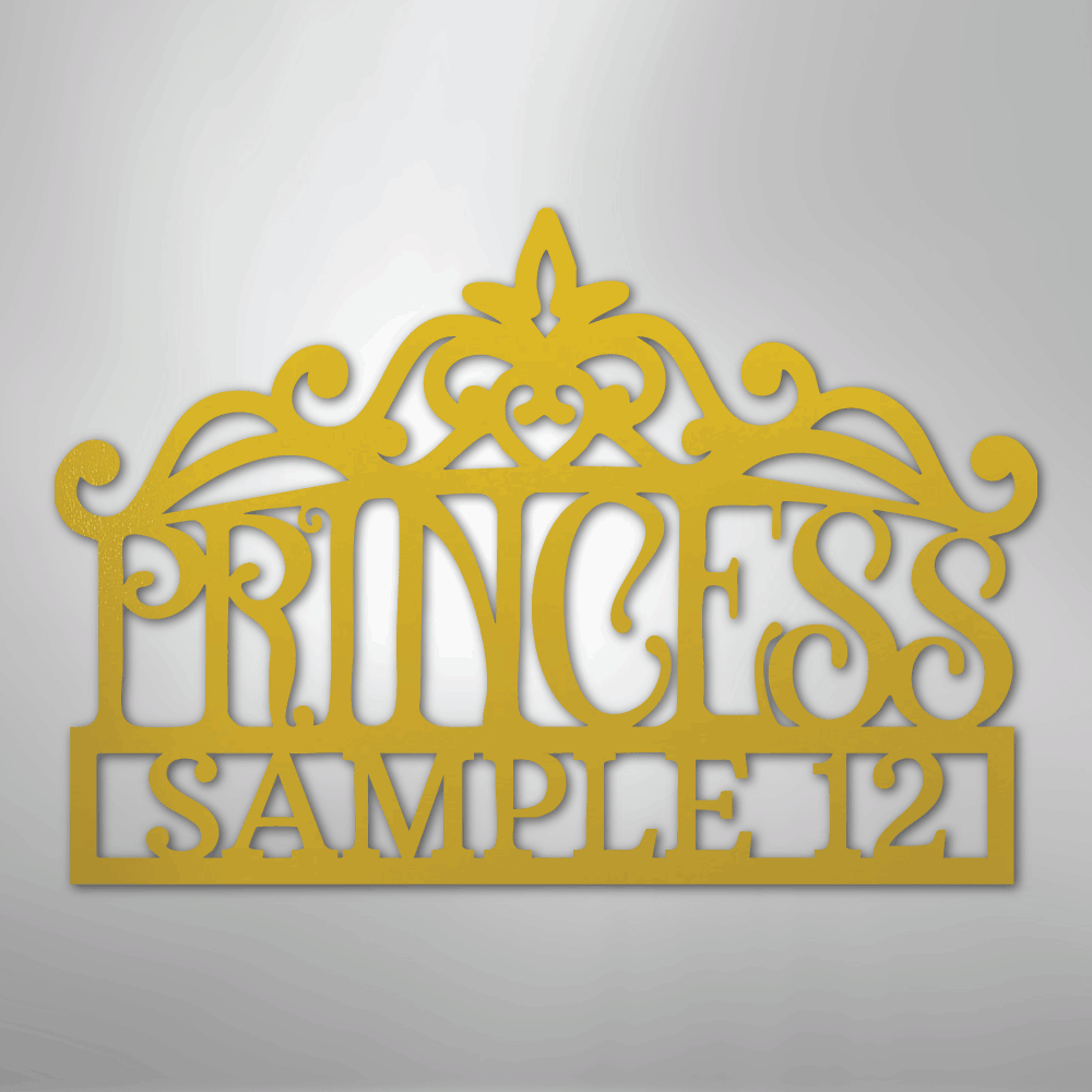 Princess Crown Monogram - Steel Sign