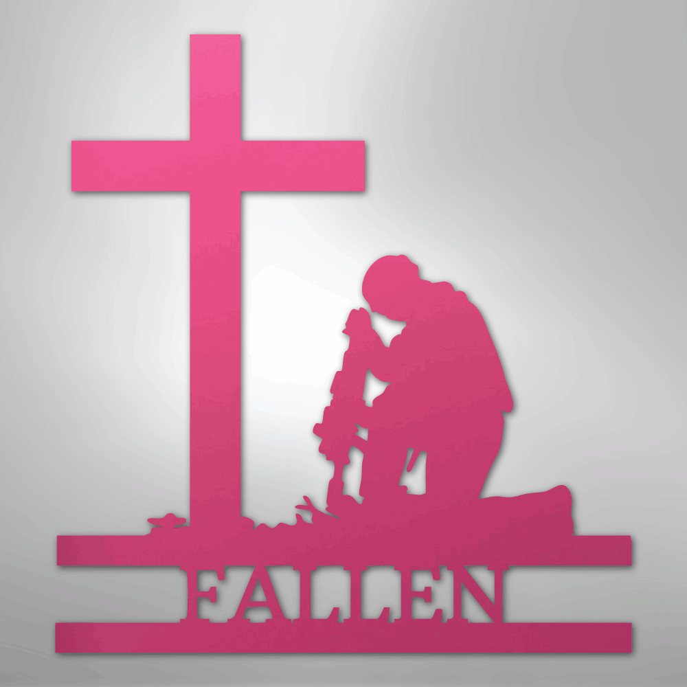 Kneeling Soldier Monogram - Steel Sign