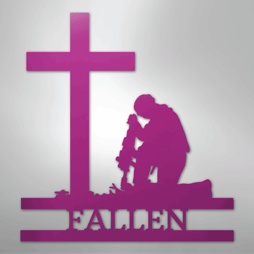 Kneeling Soldier Monogram - Steel Sign