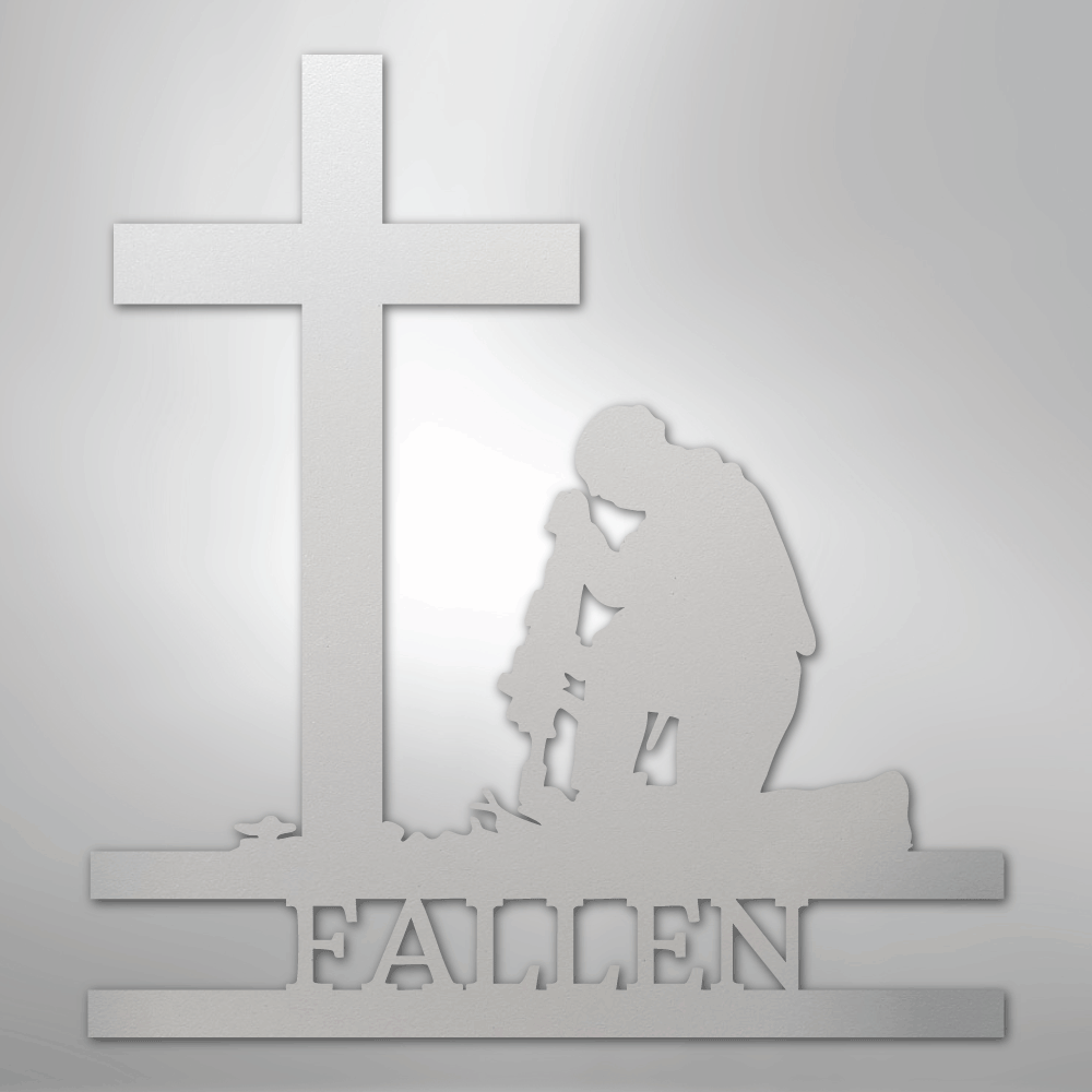 Kneeling Soldier Monogram - Steel Sign