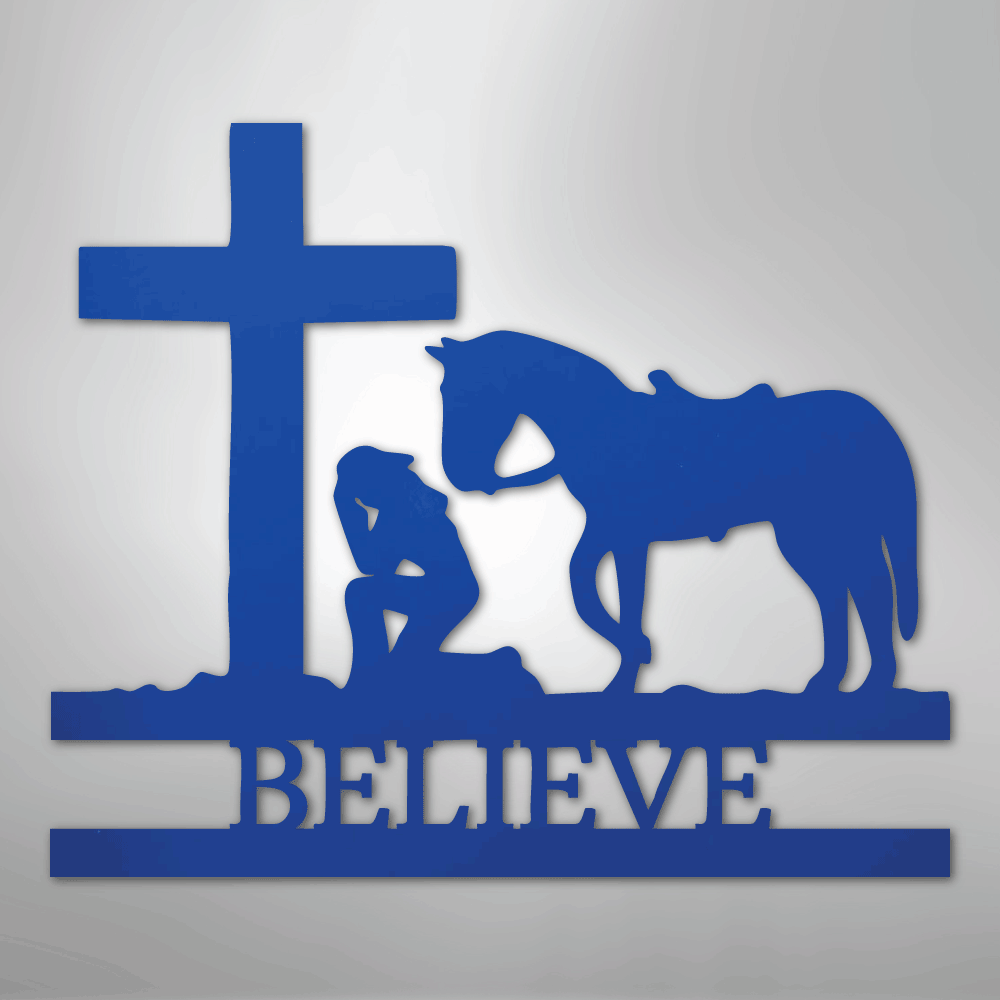 Kneeling Cowgirl Monogram - Steel Sign