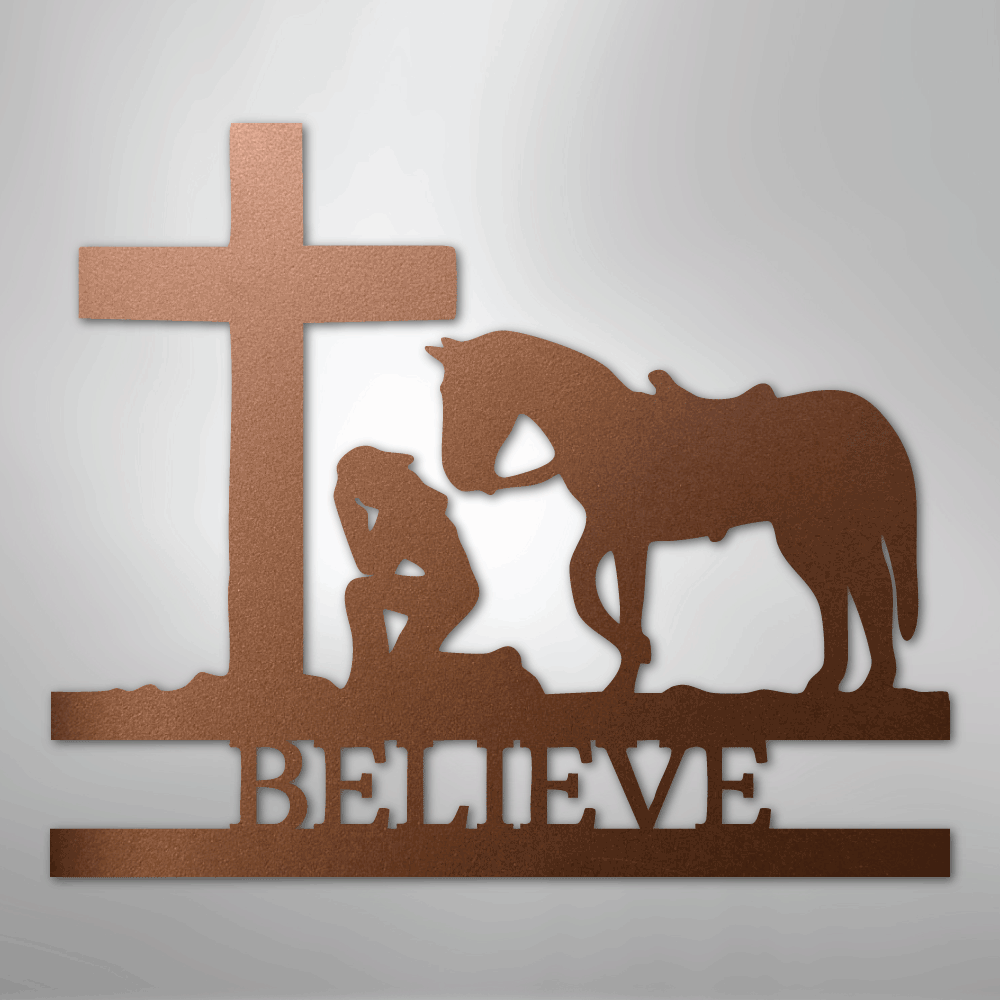 Kneeling Cowgirl Monogram - Steel Sign