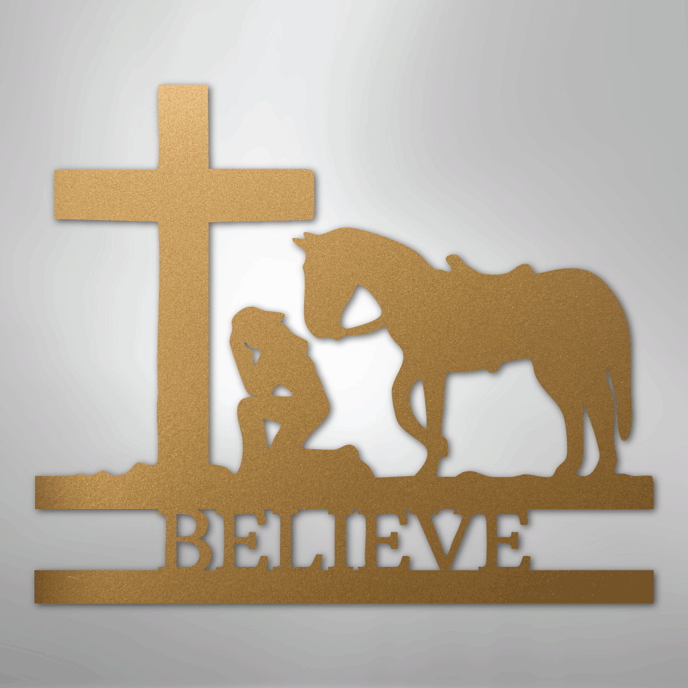 Kneeling Cowgirl Monogram - Steel Sign