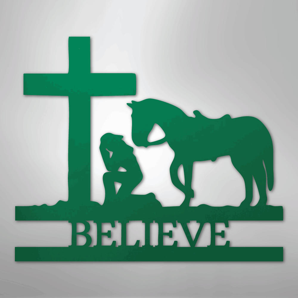 Kneeling Cowgirl Monogram - Steel Sign