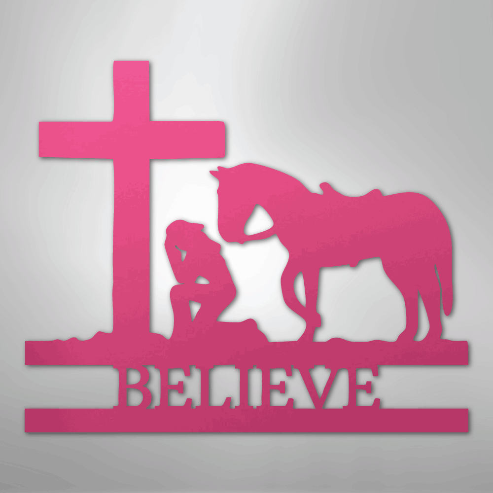 Kneeling Cowgirl Monogram - Steel Sign