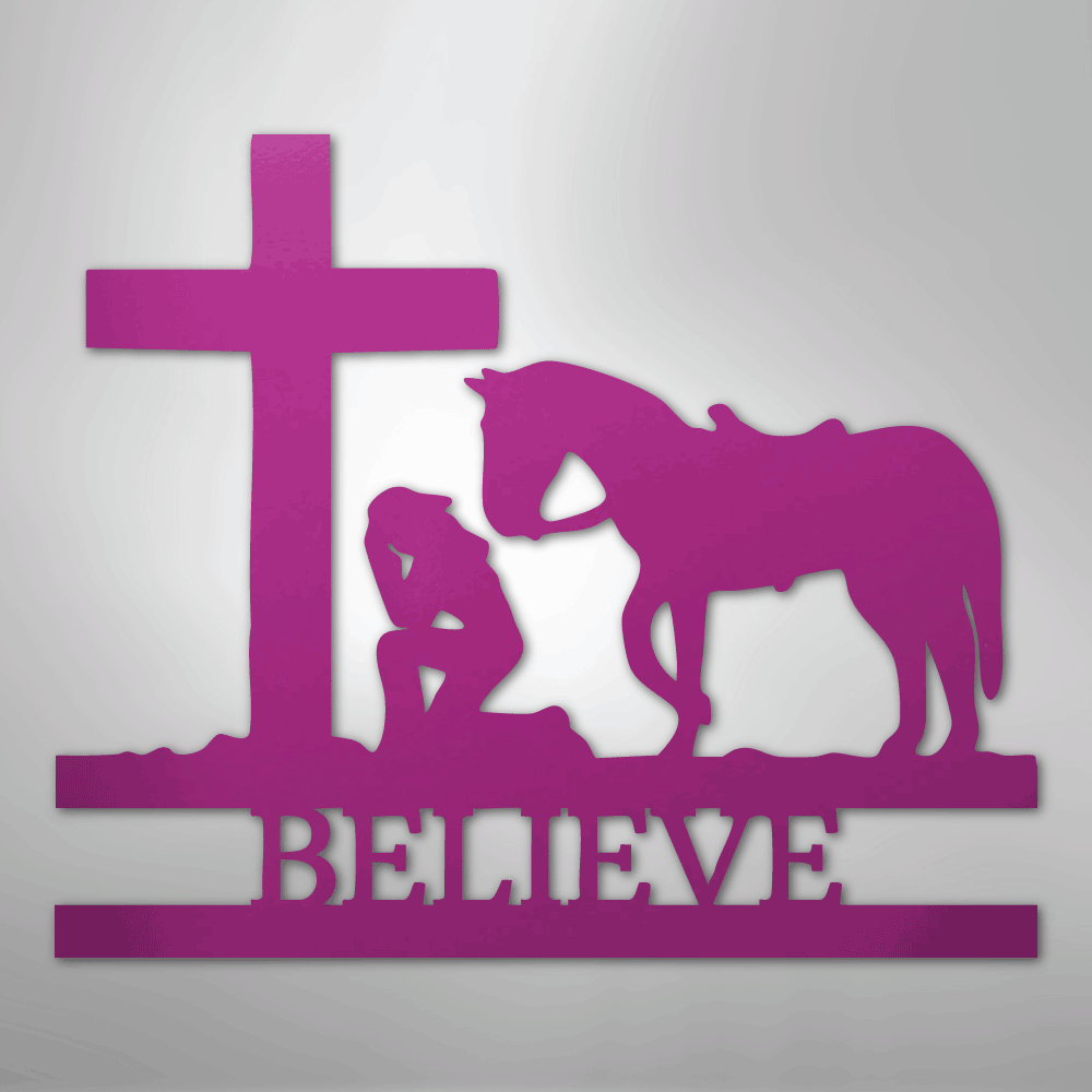 Kneeling Cowgirl Monogram - Steel Sign