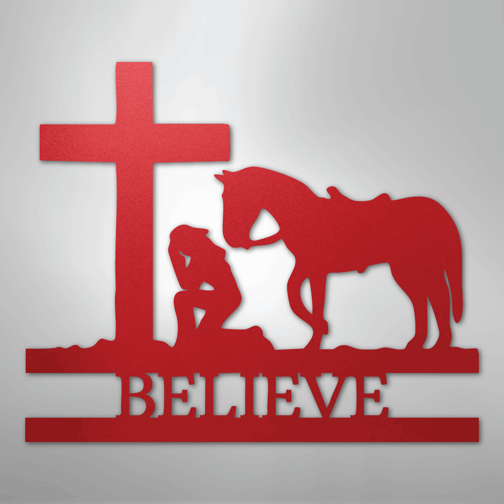 Kneeling Cowgirl Monogram - Steel Sign