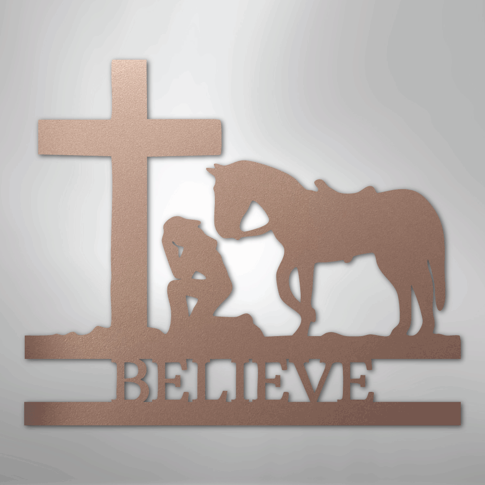 Kneeling Cowgirl Monogram - Steel Sign