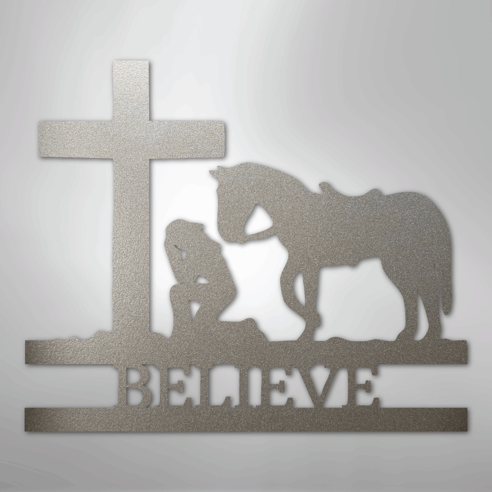 Kneeling Cowgirl Monogram - Steel Sign