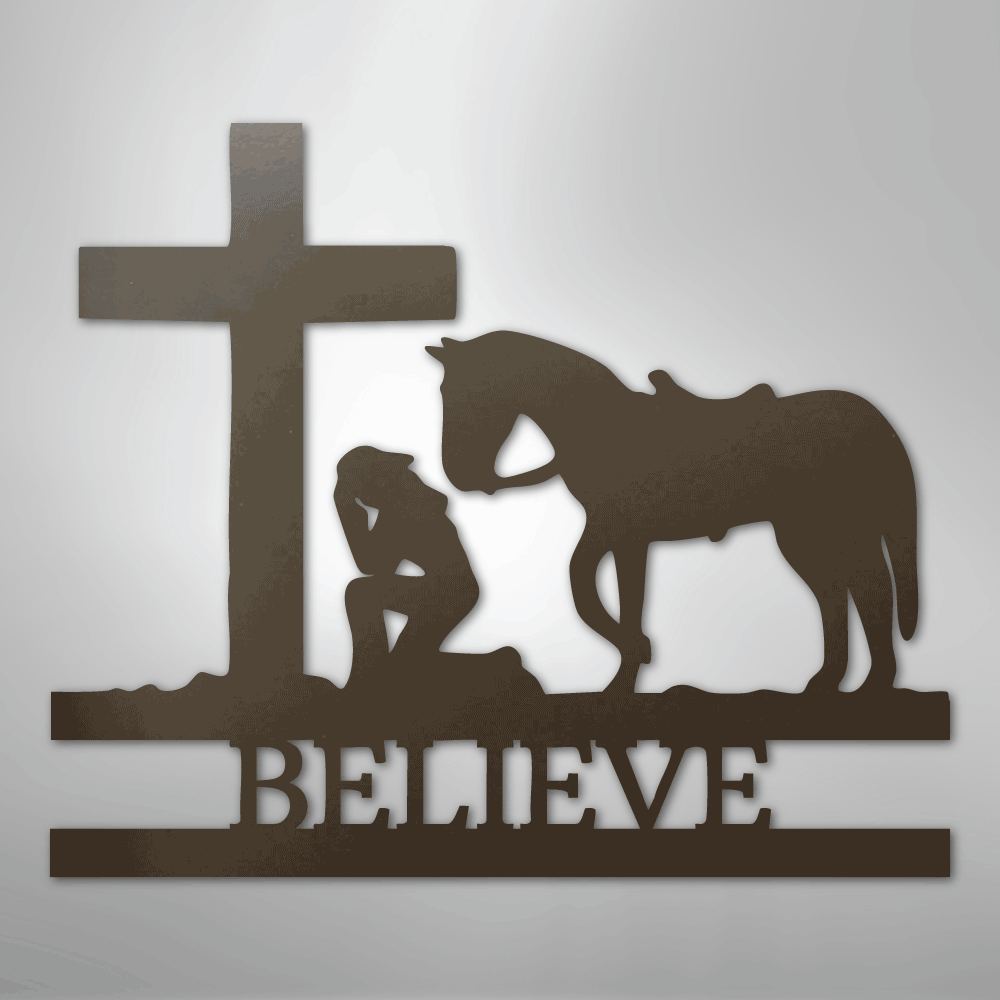 Kneeling Cowgirl Monogram - Steel Sign
