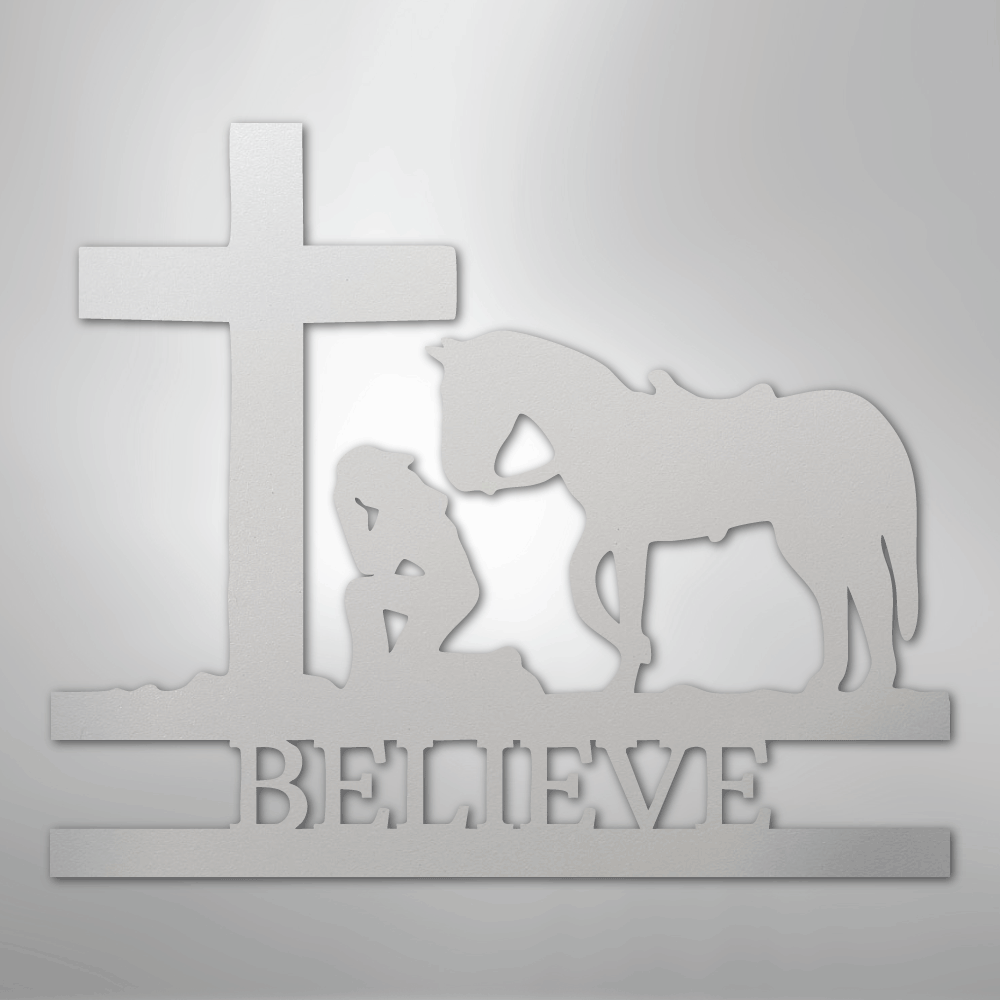 Kneeling Cowgirl Monogram - Steel Sign