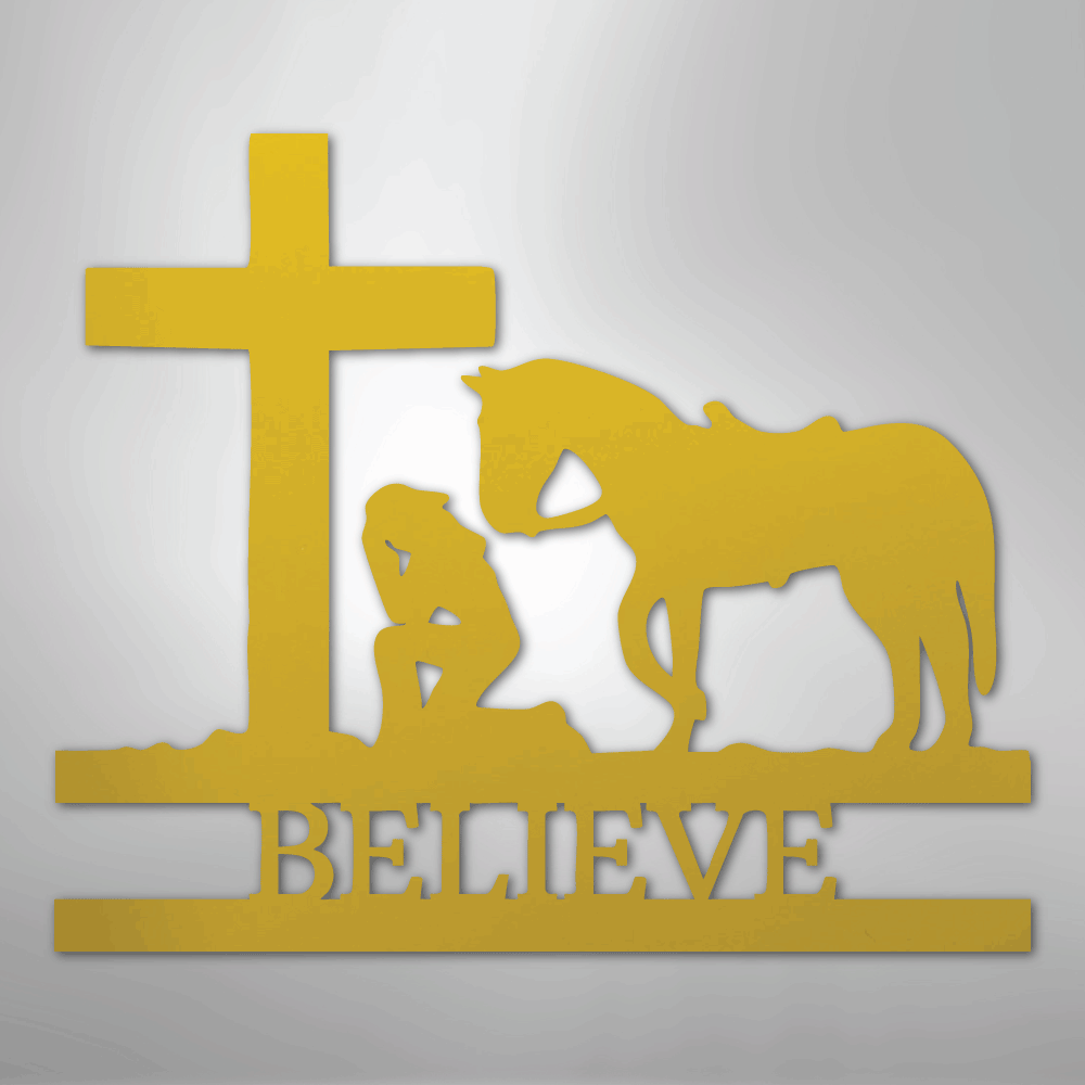 Kneeling Cowgirl Monogram - Steel Sign