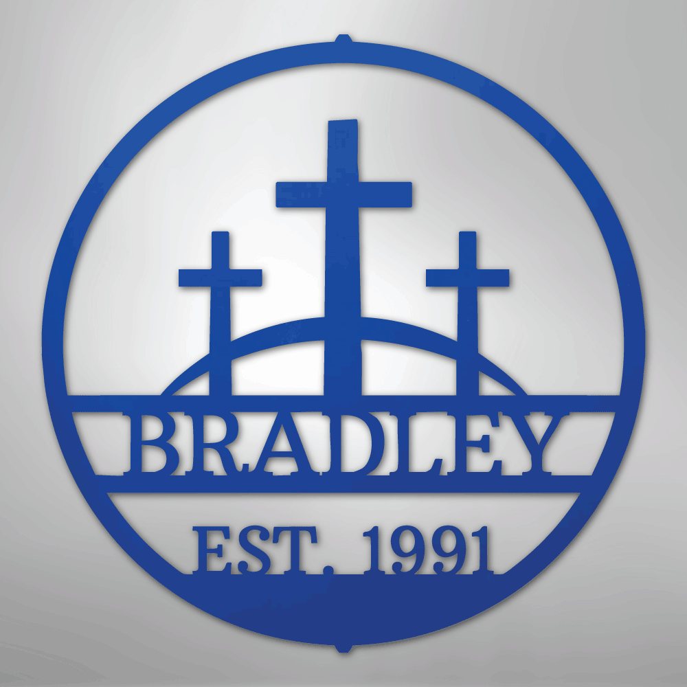 Three Crosses Monogram - Steel Sign