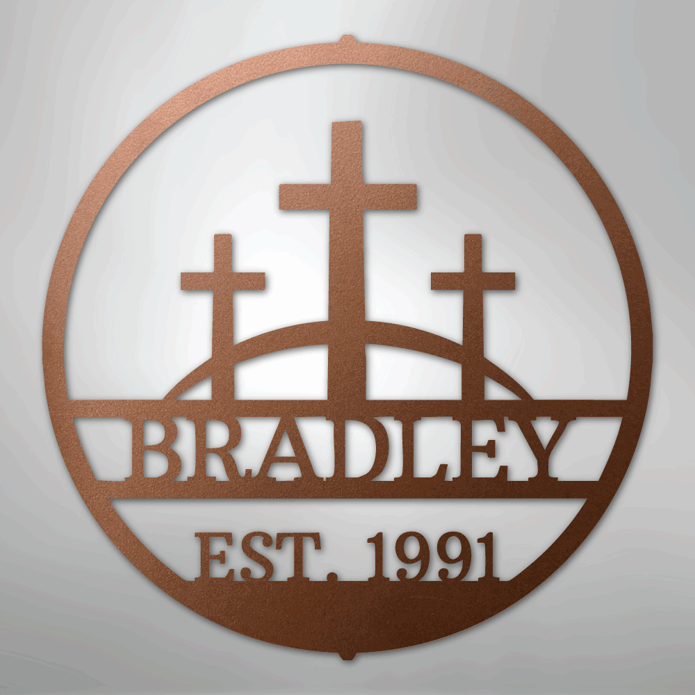 Three Crosses Monogram - Steel Sign