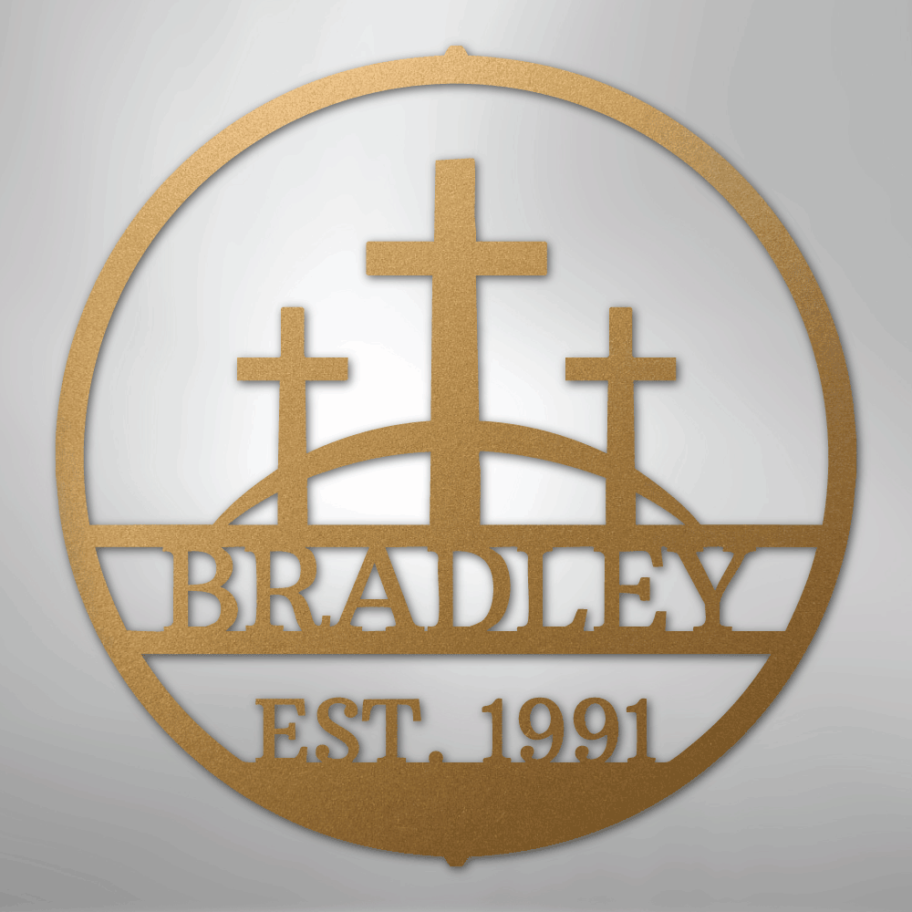 Three Crosses Monogram - Steel Sign