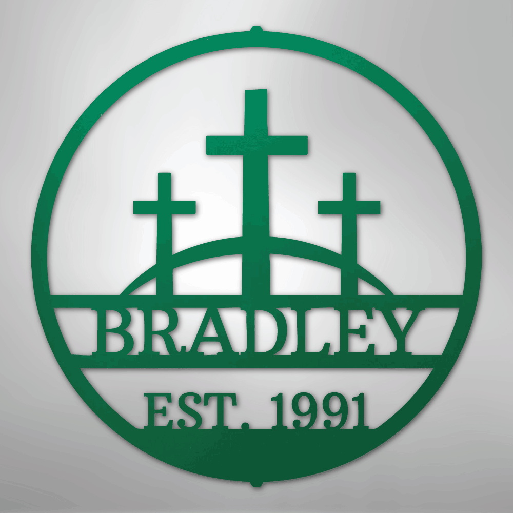 Three Crosses Monogram - Steel Sign