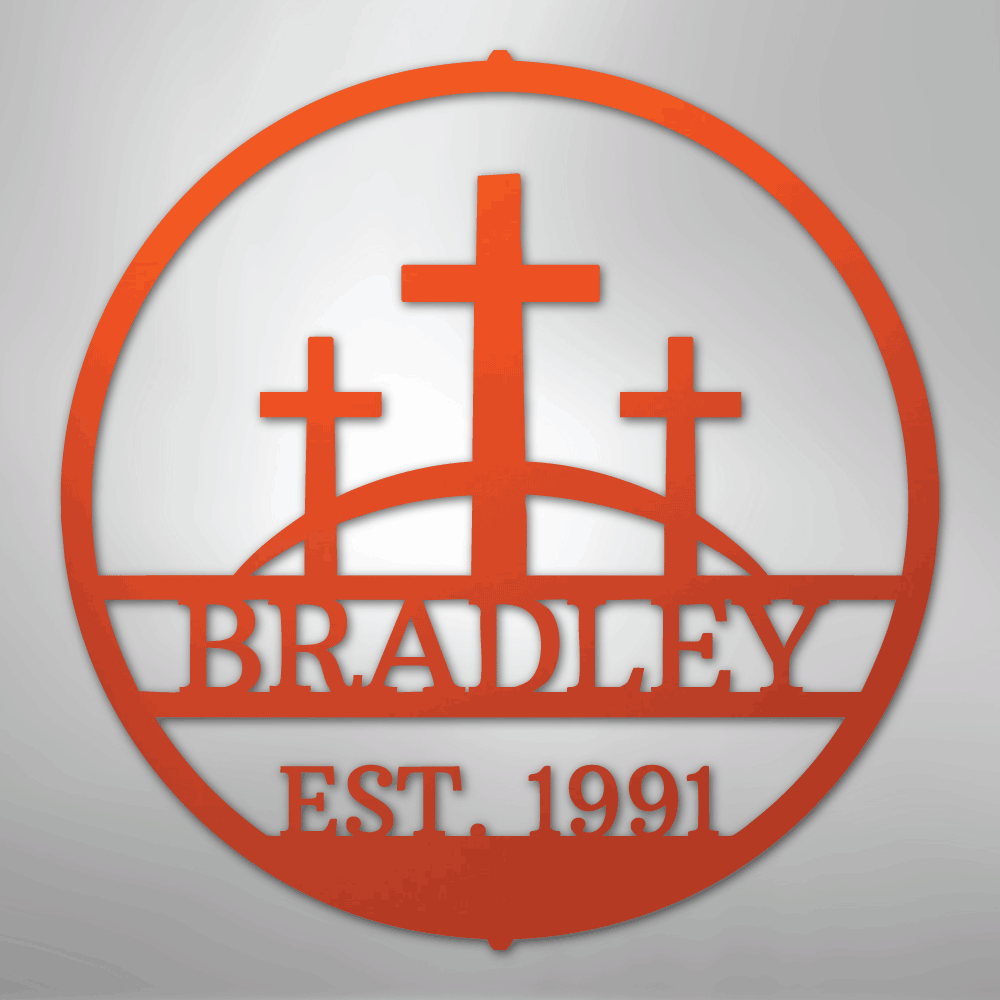 Three Crosses Monogram - Steel Sign