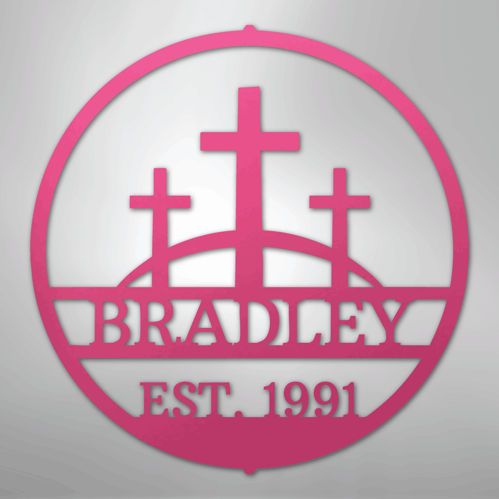 Three Crosses Monogram - Steel Sign