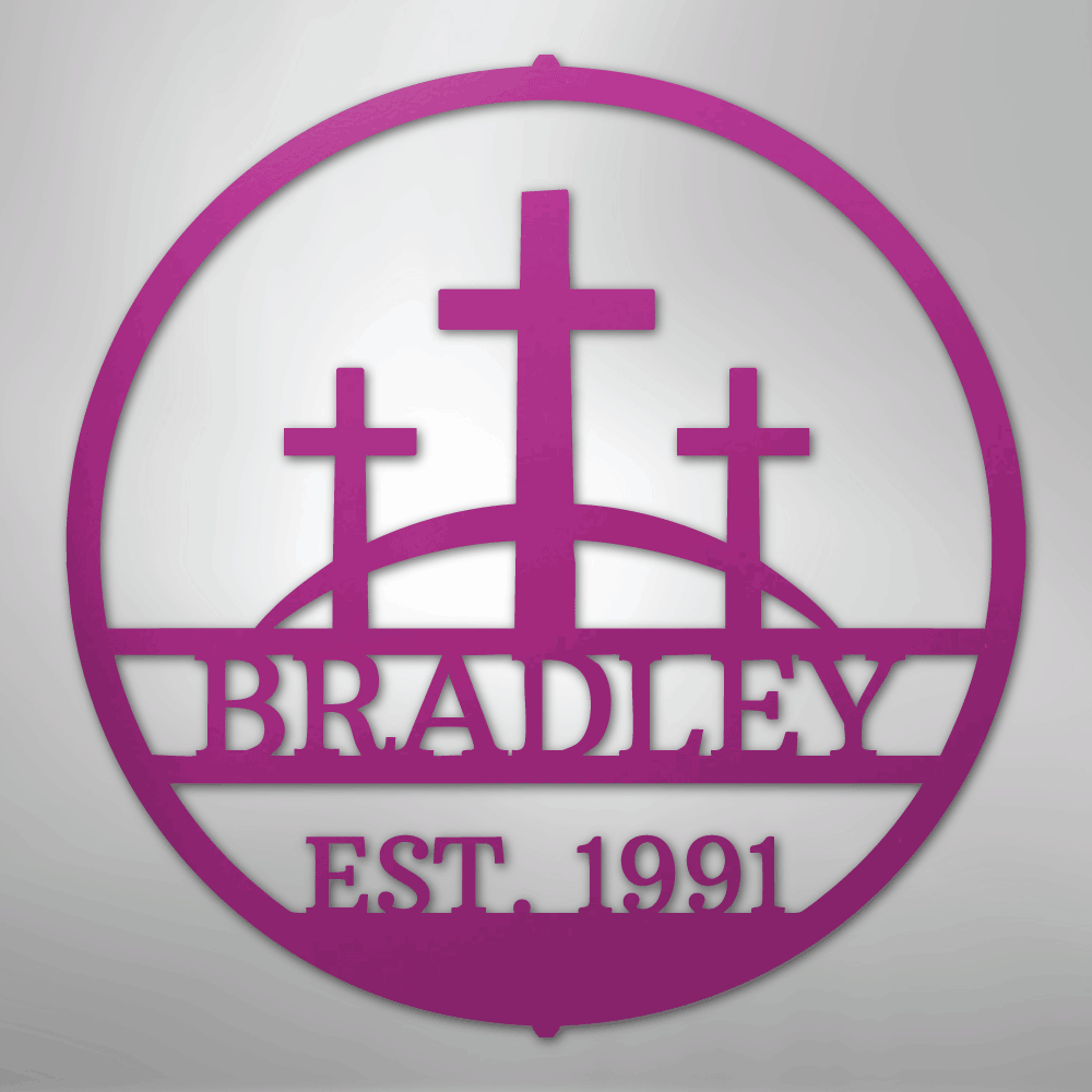 Three Crosses Monogram - Steel Sign
