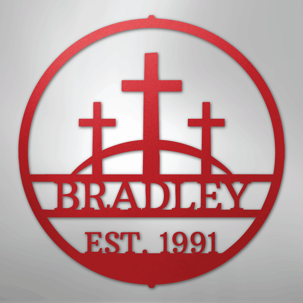 Three Crosses Monogram - Steel Sign