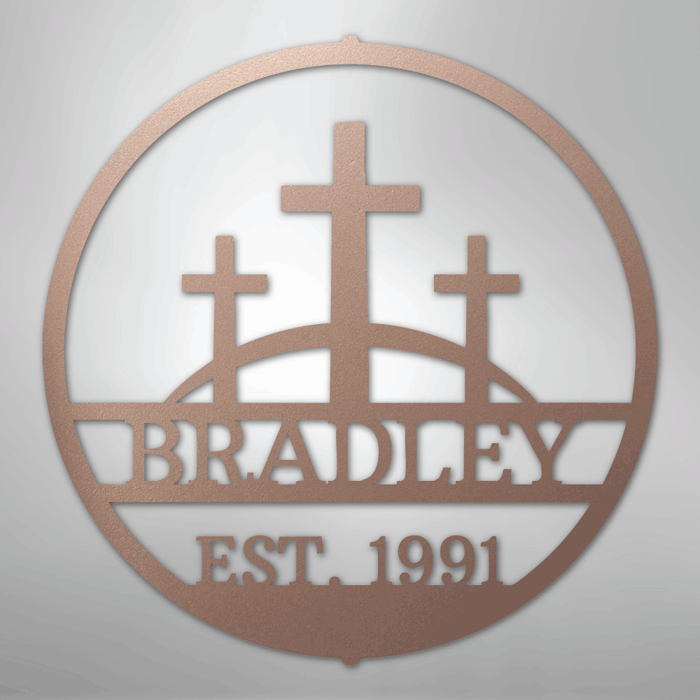 Three Crosses Monogram - Steel Sign