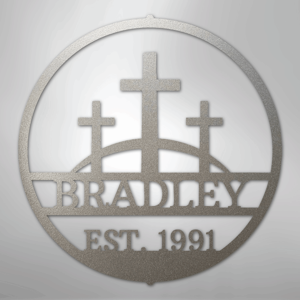 Three Crosses Monogram - Steel Sign