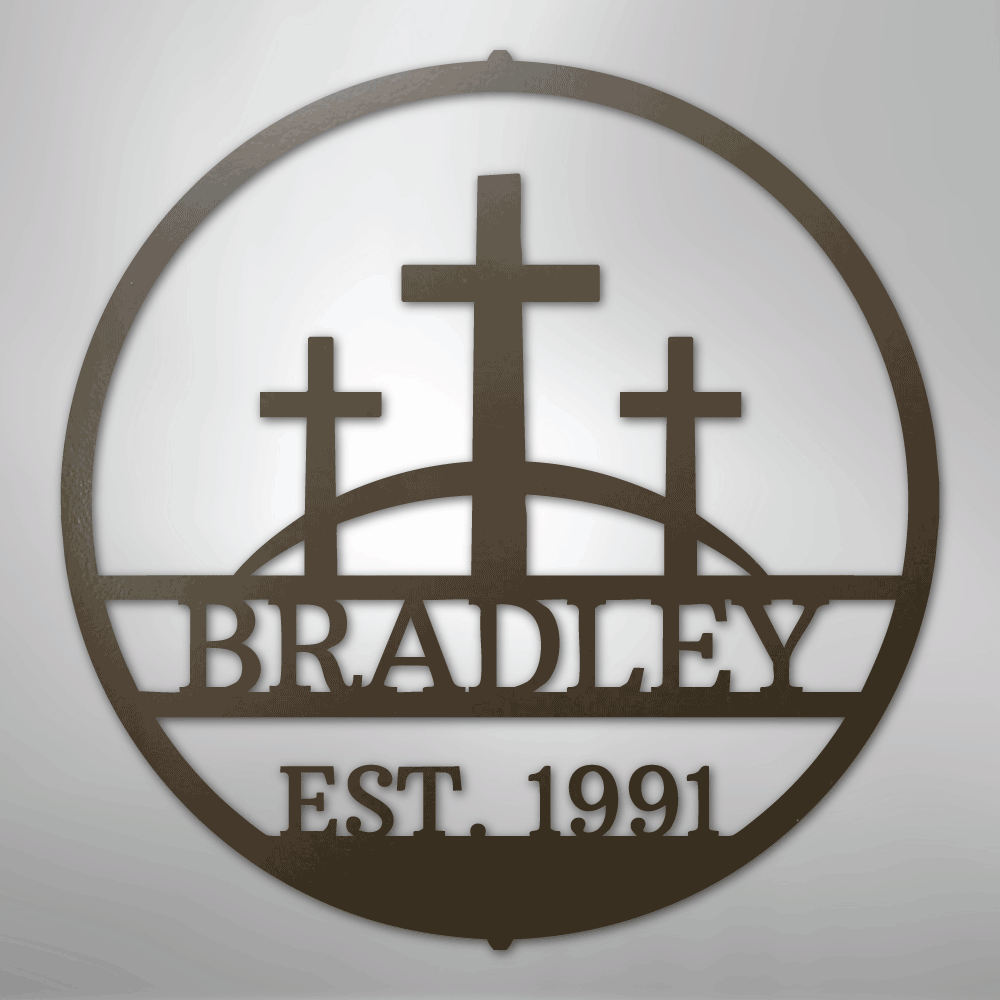 Three Crosses Monogram - Steel Sign