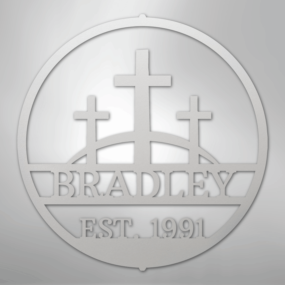 Three Crosses Monogram - Steel Sign