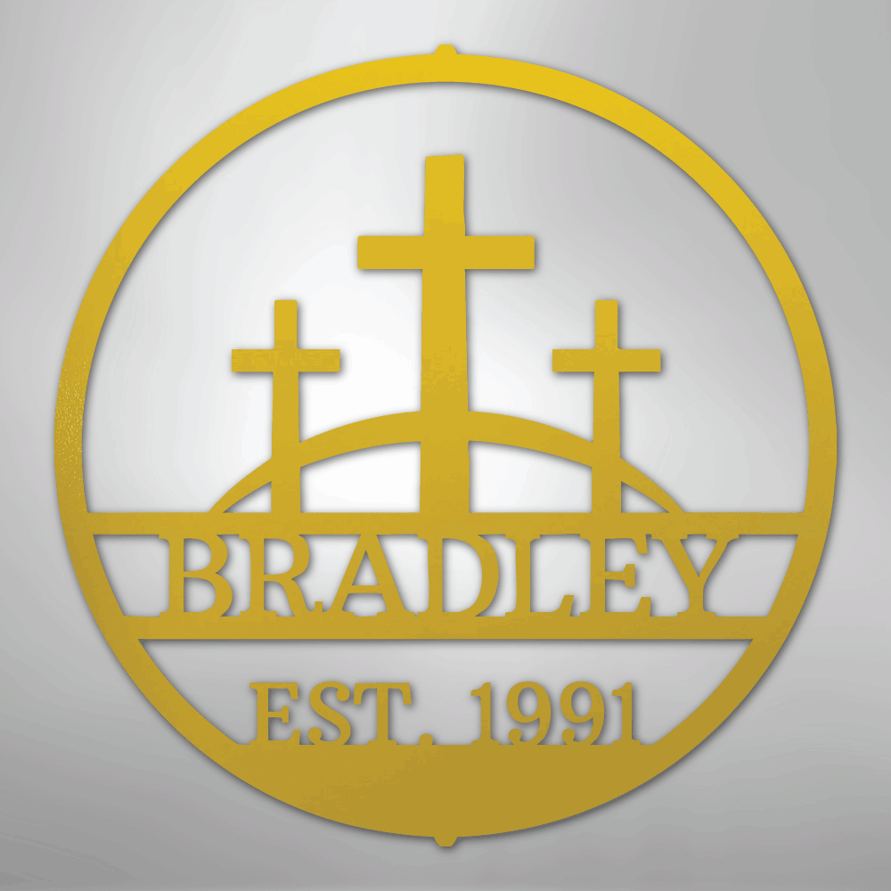 Three Crosses Monogram - Steel Sign