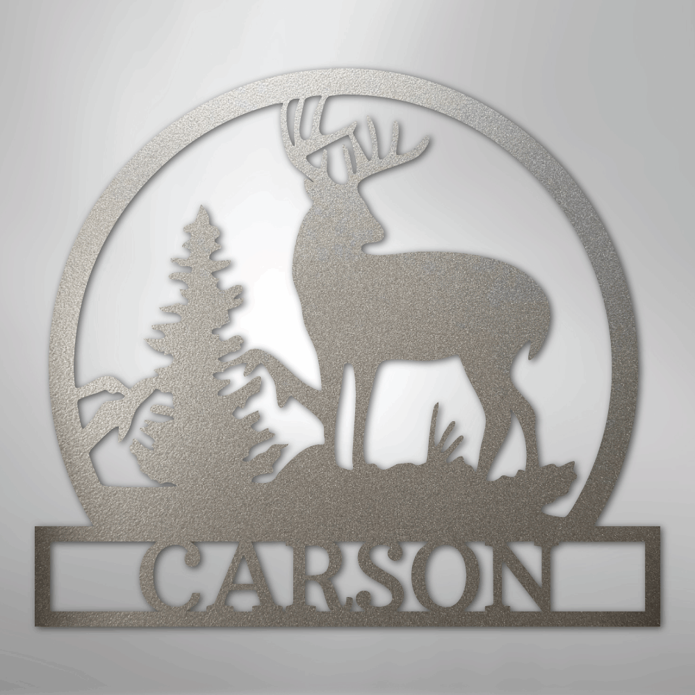 Outdoor Buck Monogram - Steel Sign