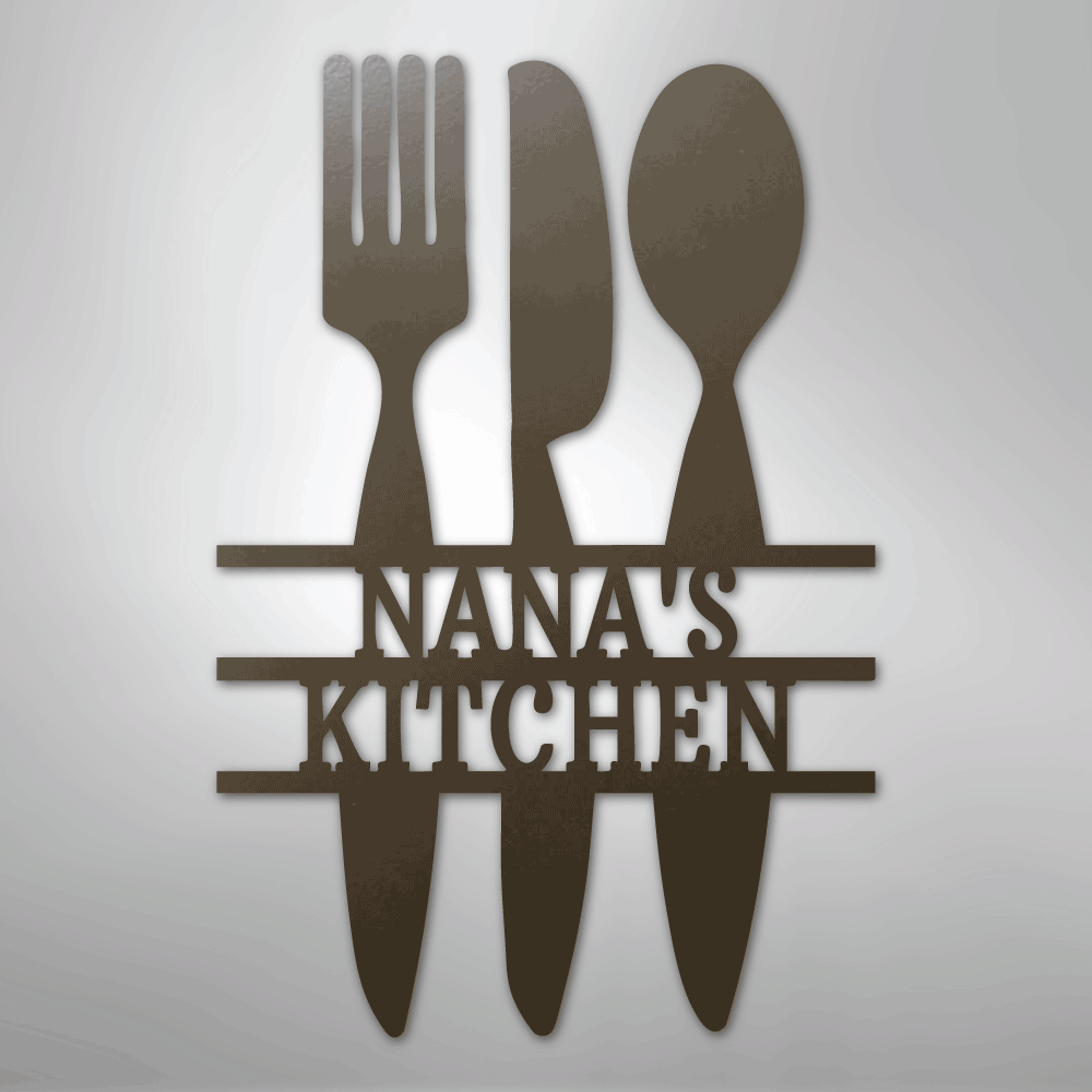 Kitchen Utensil Monogram - Steel Sign