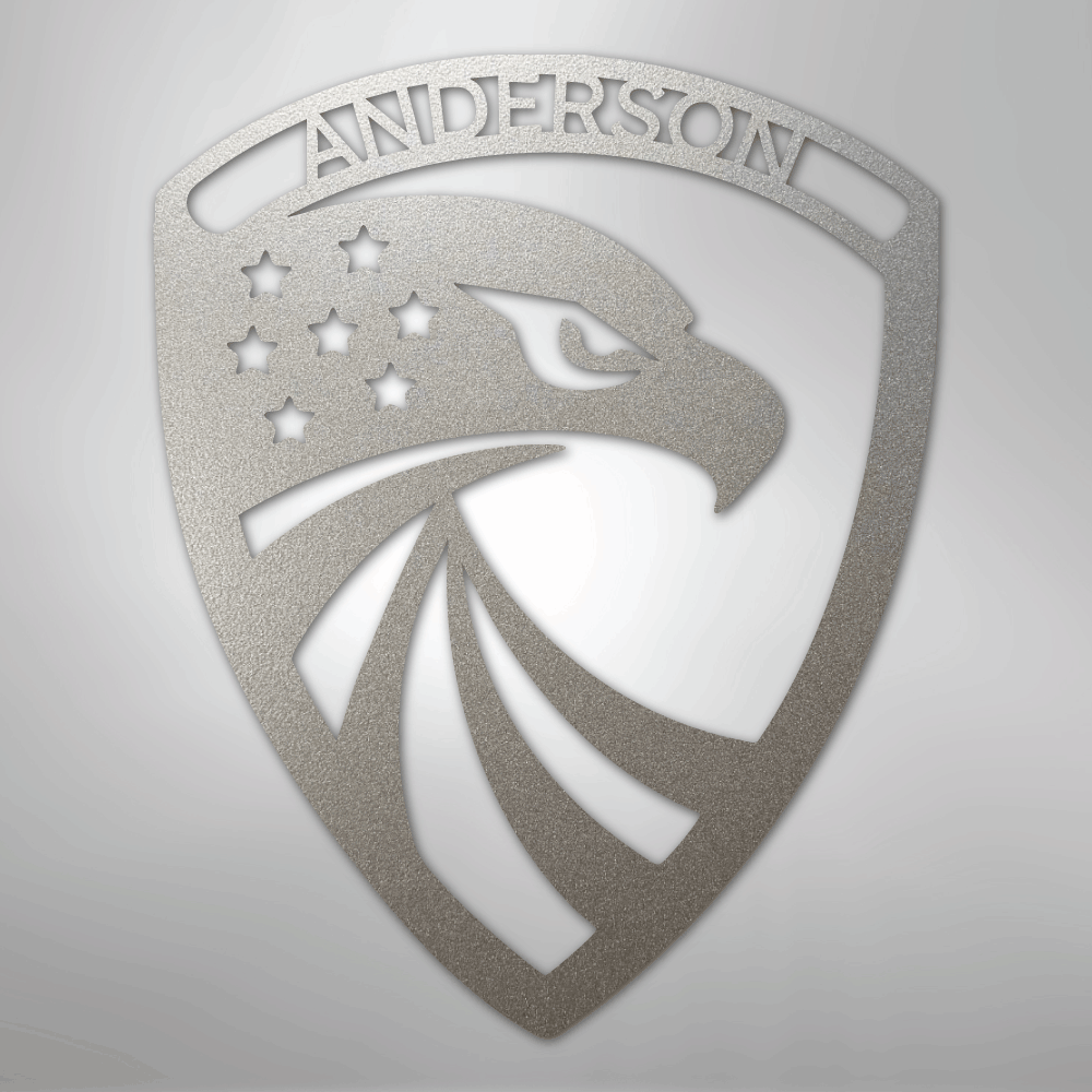 Modern Eagle Monogram - Steel Sign