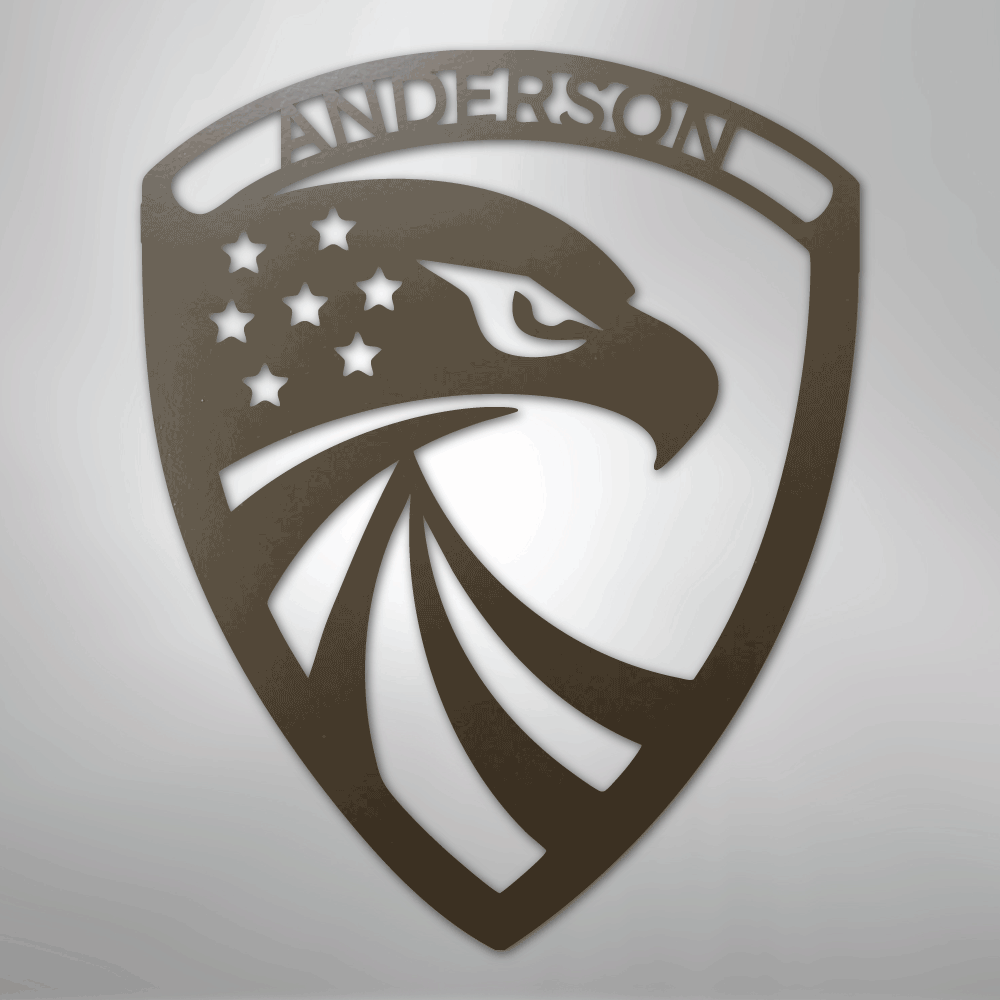 Modern Eagle Monogram - Steel Sign