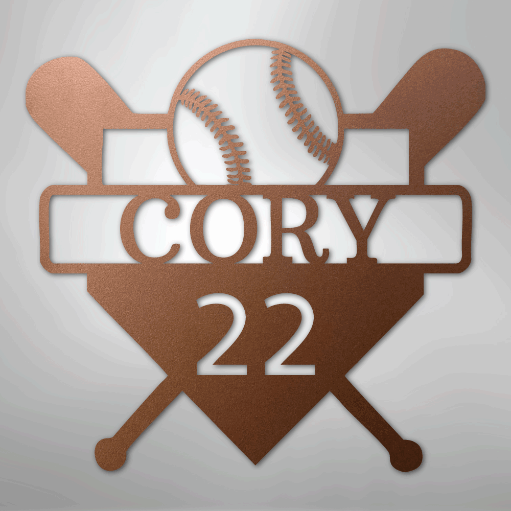 Custom Baseball Monogram - Metal Sign