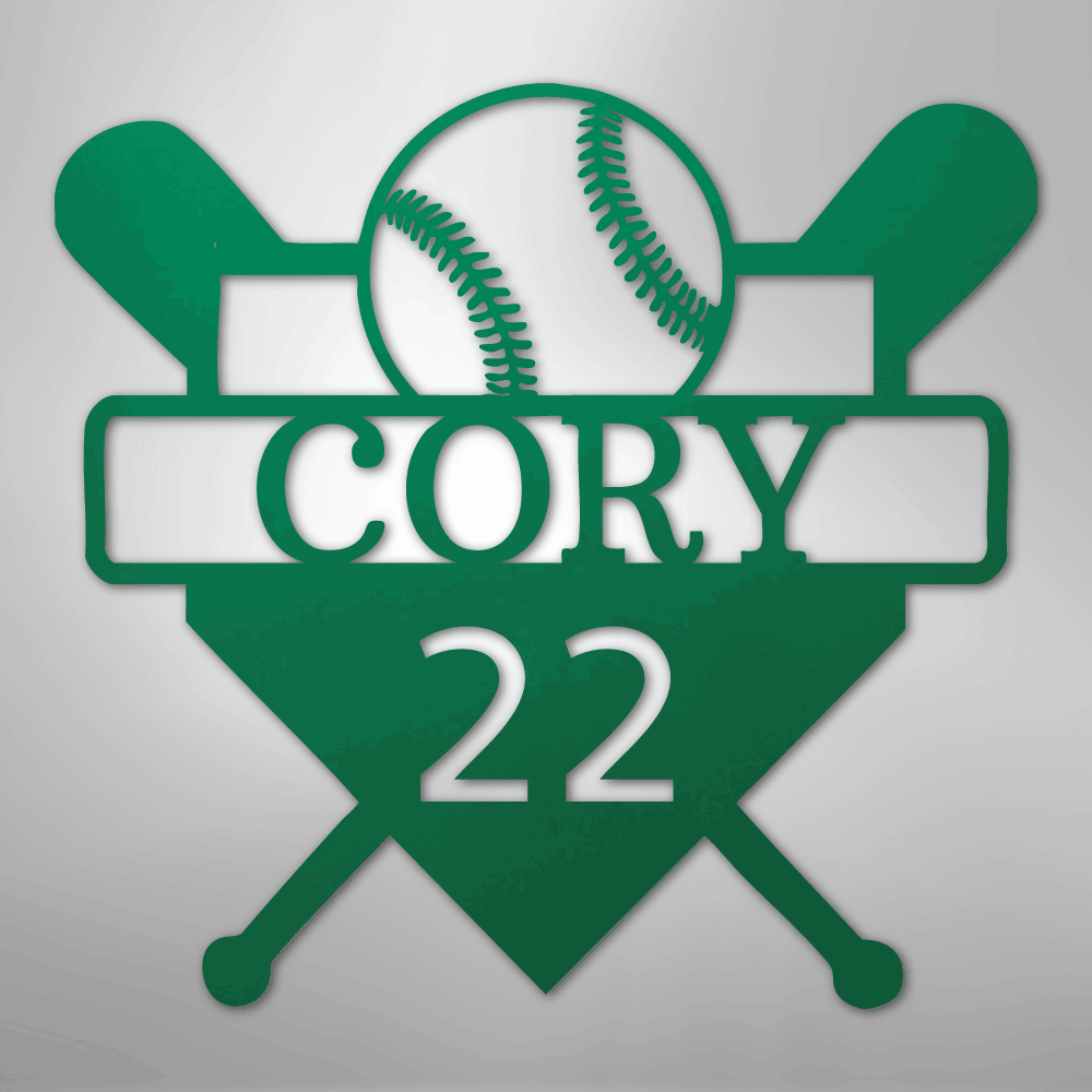 Custom Baseball Monogram - Metal Sign