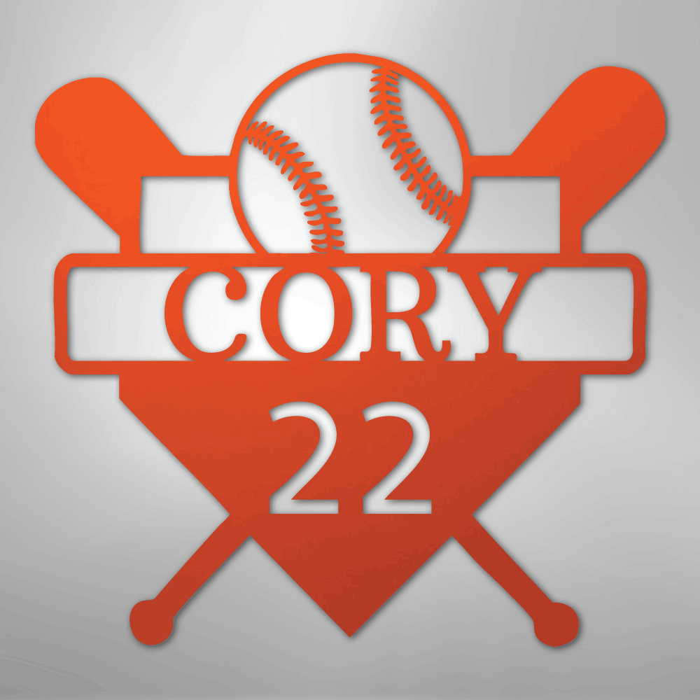 Custom Baseball Monogram - Metal Sign