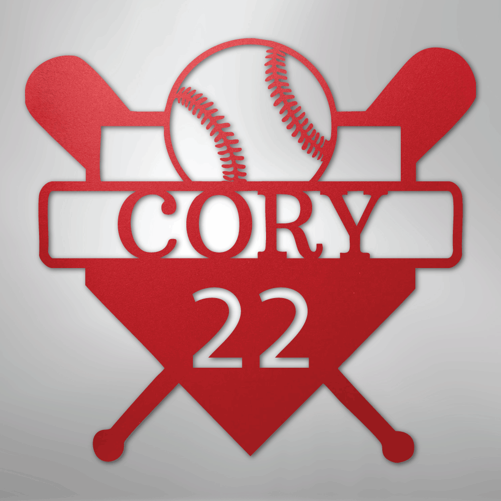 Custom Baseball Monogram - Metal Sign
