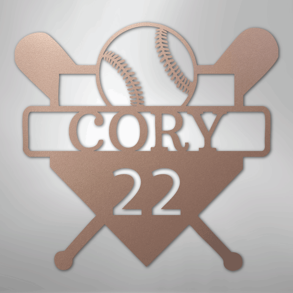 Custom Baseball Monogram - Metal Sign