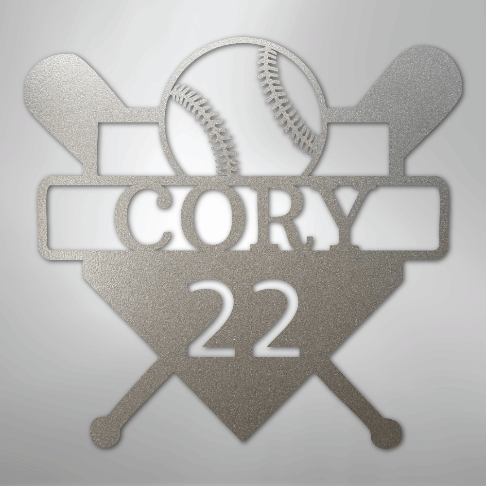 Custom Baseball Monogram - Metal Sign