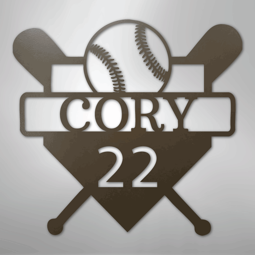 Custom Baseball Monogram - Metal Sign
