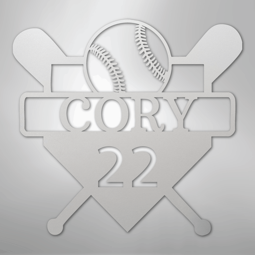 Custom Baseball Monogram - Metal Sign
