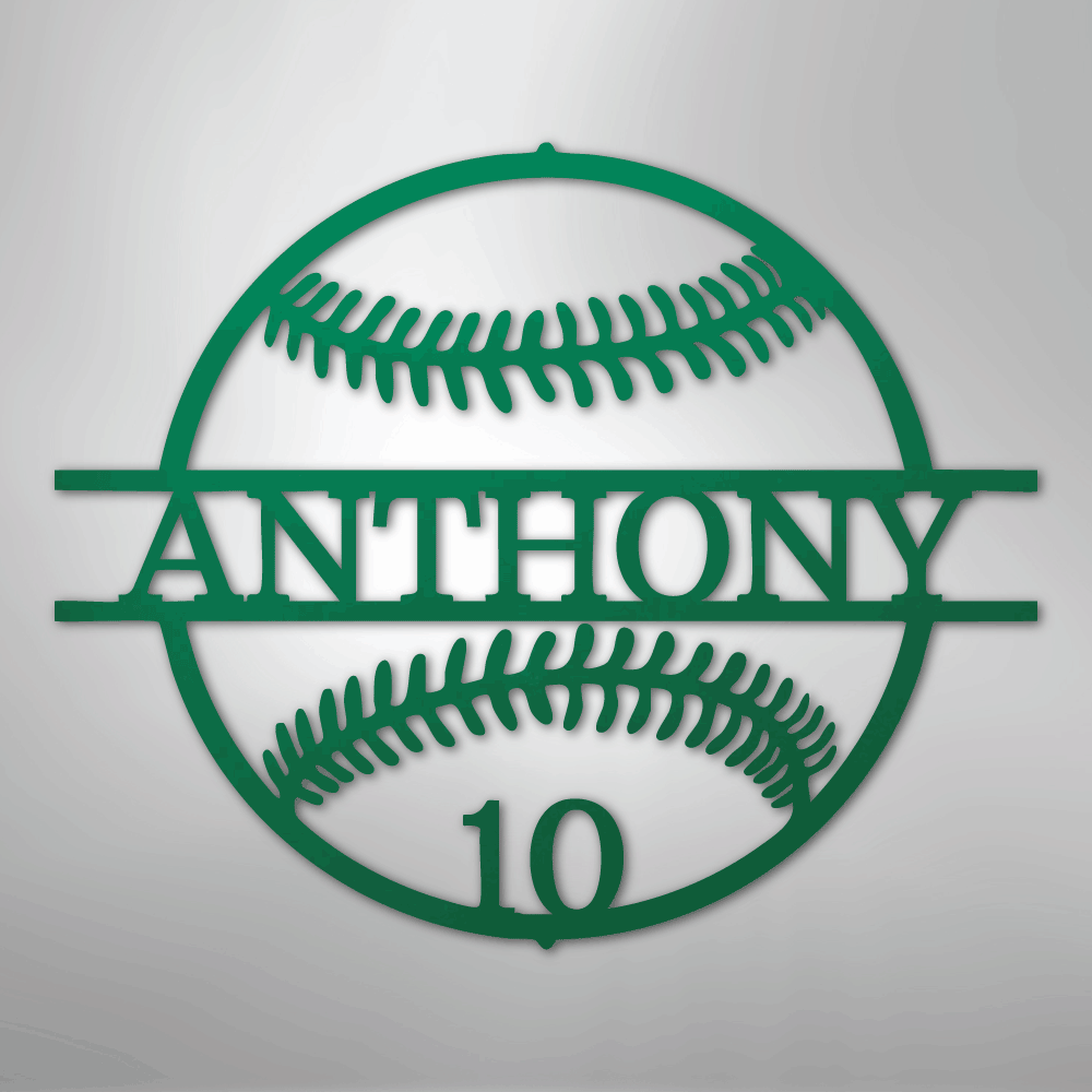 Name and Number Baseball - Metal Sign