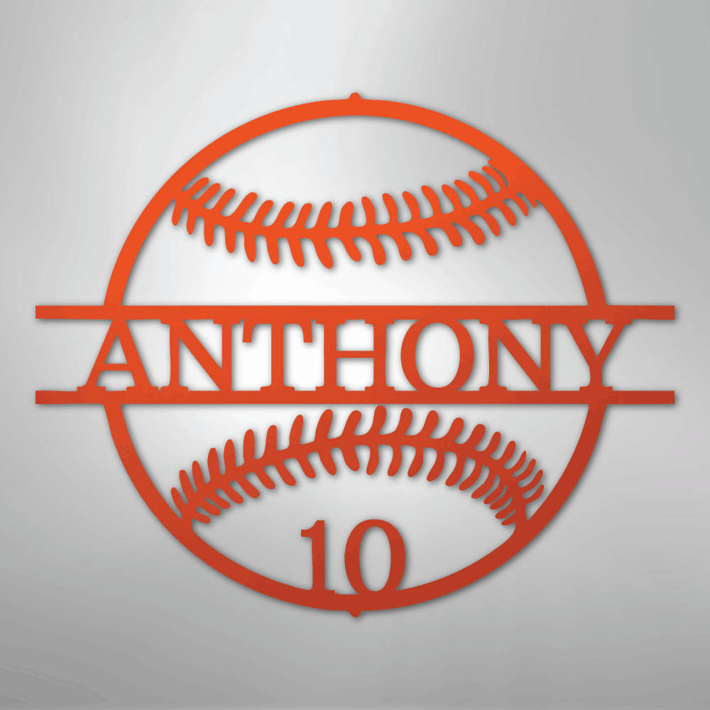 Name and Number Baseball - Metal Sign