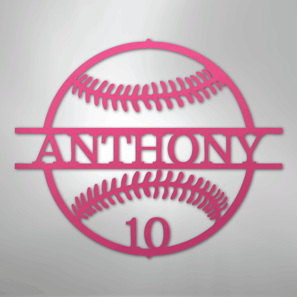 Name and Number Baseball - Metal Sign